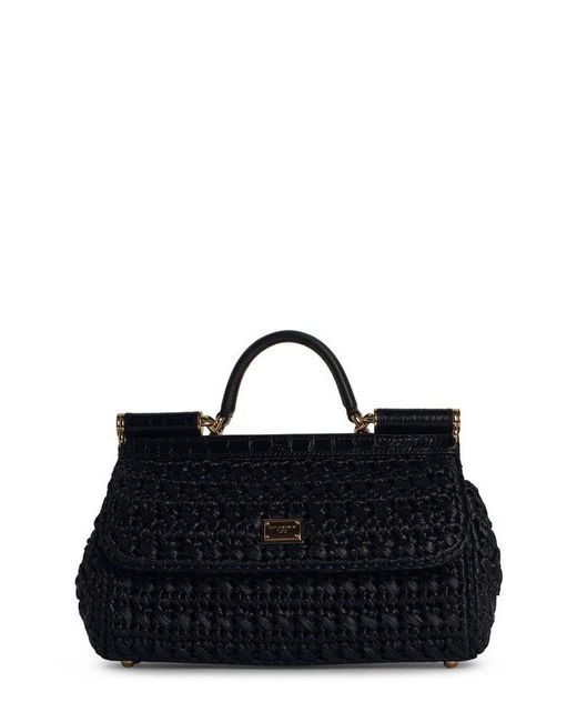 Dolce & Gabbana Black Logo Plaque Top Handle Bag