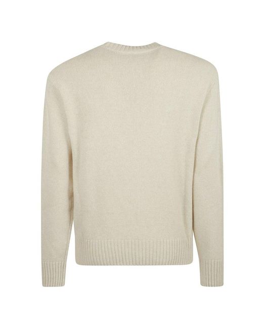 Moncler White Logo Patch Crewneck Sweater for men