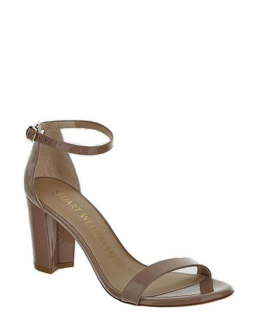 Stuart Weitzman Brown Nearlynude Ankle Strap Heeled Sandals