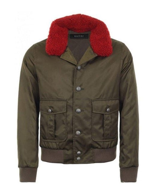 Gucci Green Collar Detailed Button-Up Jacket for men