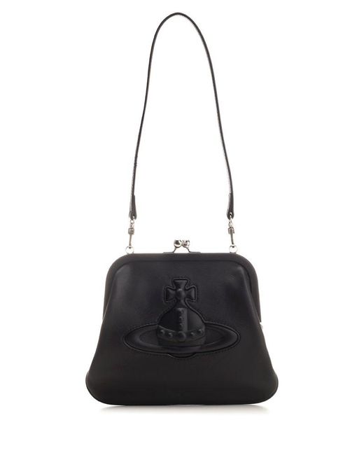 Vivienne Westwood Black Logo Embossed Clutch Bag