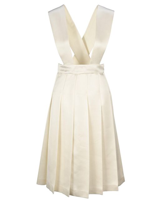 Miu Miu White Pleated Suspender Dress