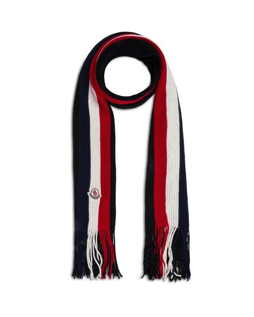 Moncler Red Tri-stripe Knit Scarf for men