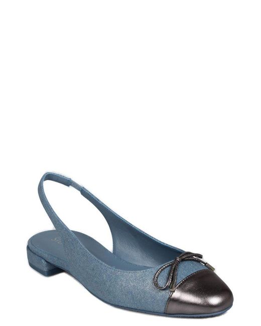 Stuart Weitzman Blue Sleek Bow Slingback Flat Ballerina