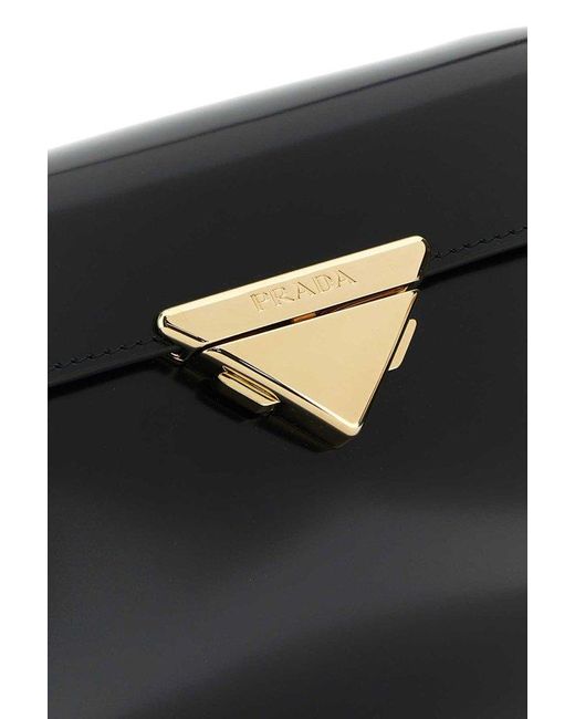 Prada Black Logo Triangle Medium Handbag