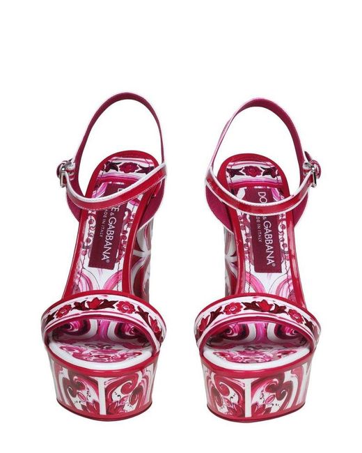 Dolce & Gabbana Red Printed Platform Pumps 105