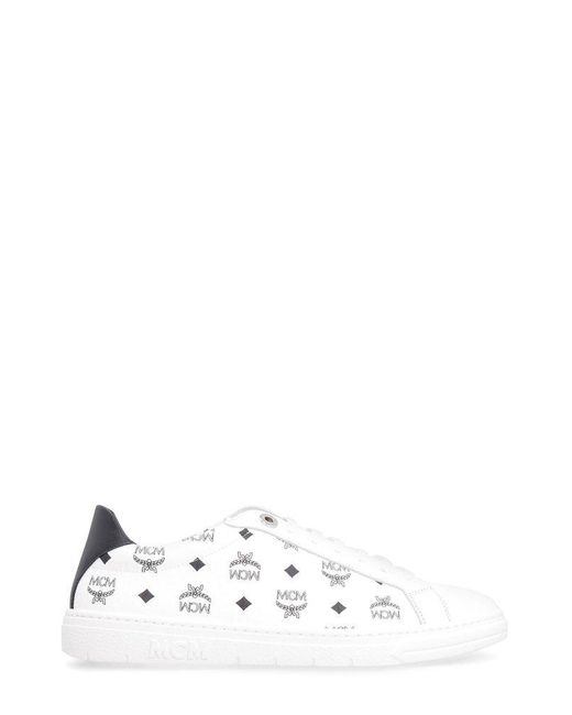 MCM Leather Terrain Derby Monogram Lace-up Sneakers in White | Lyst