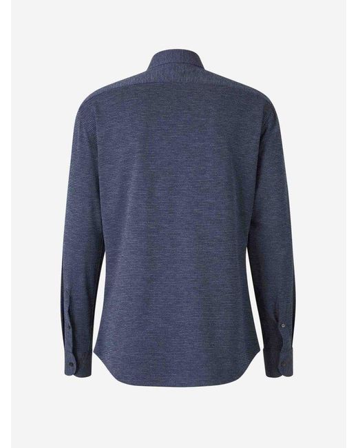 Traiano Blue Rooster Duck Pattern Shirt for men