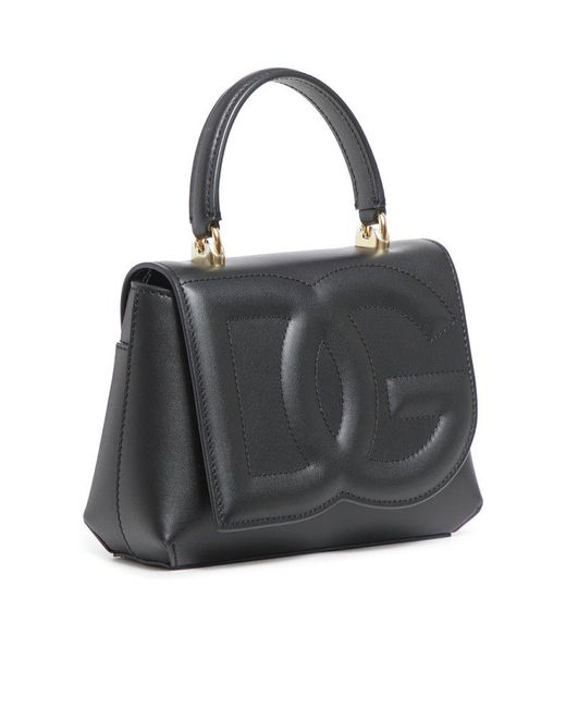 Dolce & Gabbana Black Logo Embossed Top Handle Bag