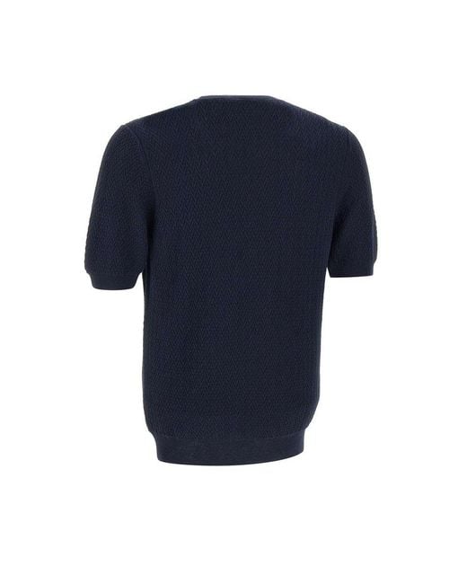 Gran Sasso Blue Short Sleeved Jumper for men
