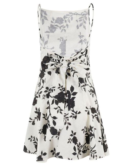 Self-Portrait White Floral Print Linen