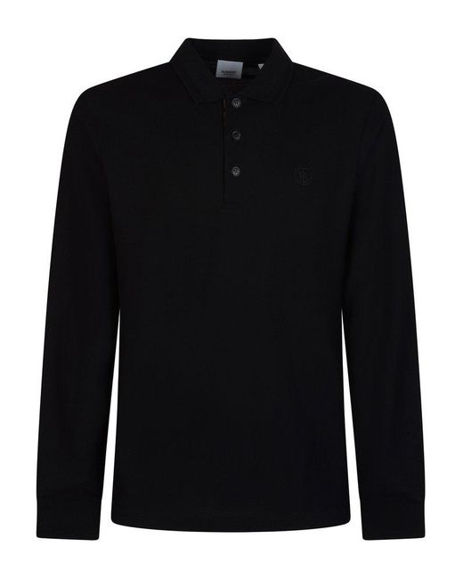 Burberry Monogram Long sleeved Polo Shirt in Black for Men Lyst UK