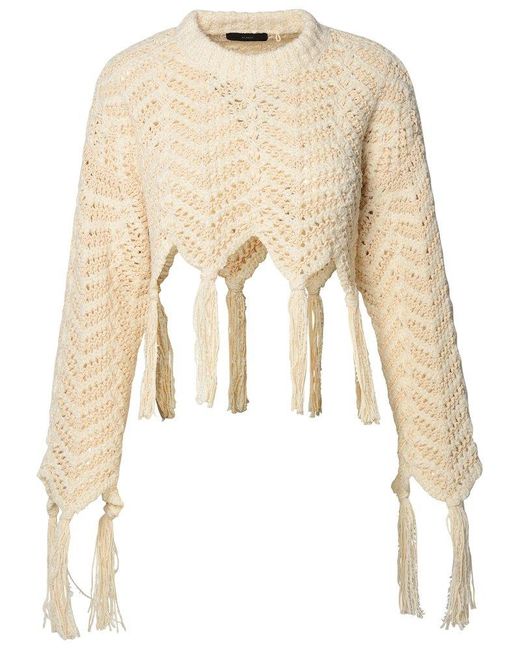 Alanui Natural Linen Blend Cropped Sweater