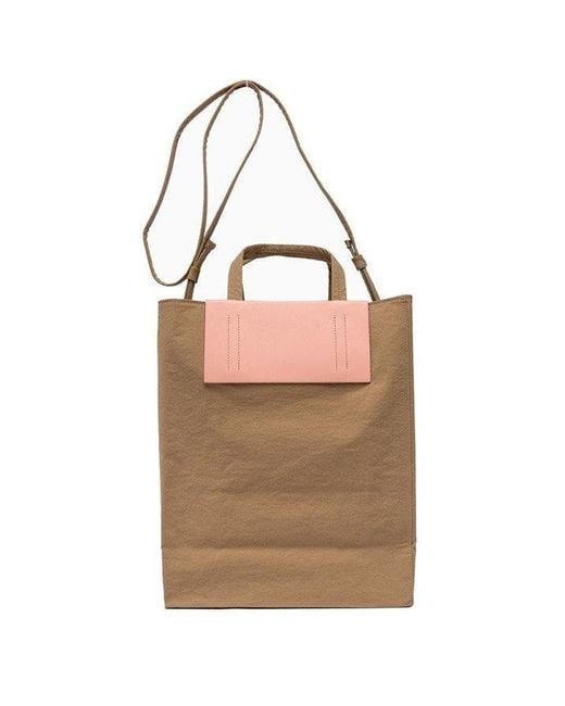 Acne Pink Papery-texture Logo Printed Tote Bag
