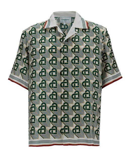 Casablancabrand Green Heart Monogram Short Sleeved Shirt for men