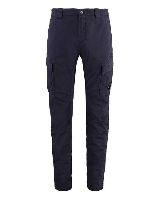 C P Company Blue Lens-Detailed Tapered-Leg Cargo Pants for men