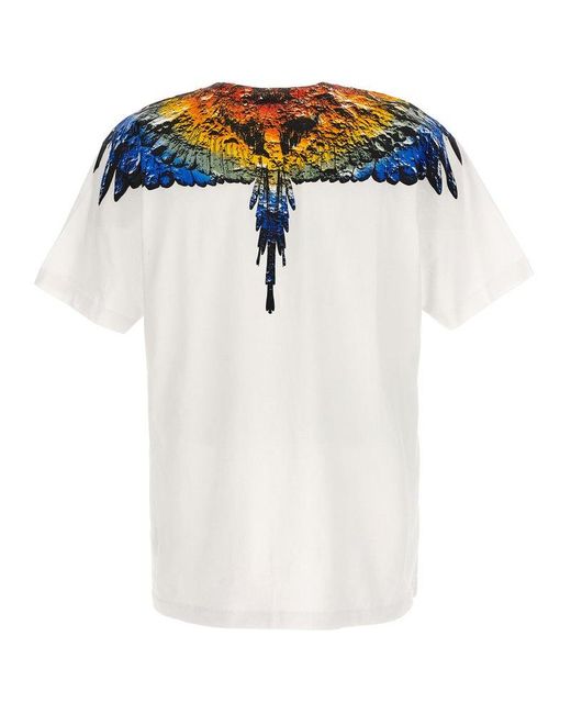 Marcelo Burlon White Icon Wings Printed Crewneck T-shirt for men