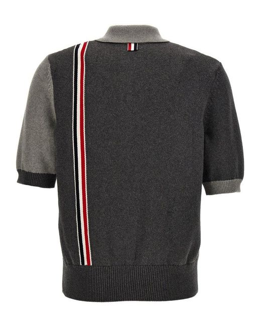 Thom Browne Gray 'Fun Mix Jersey Stitch' Polo Shirt for men