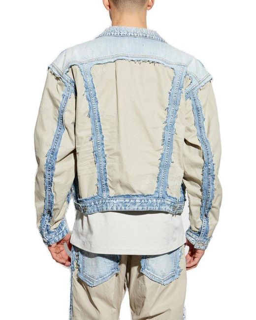 DSquared² Blue Jacket Made Of Combined Materials for men