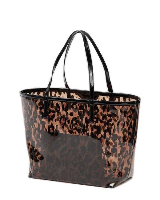 Just Cavalli Black Leopard-Prined Shopping Bag