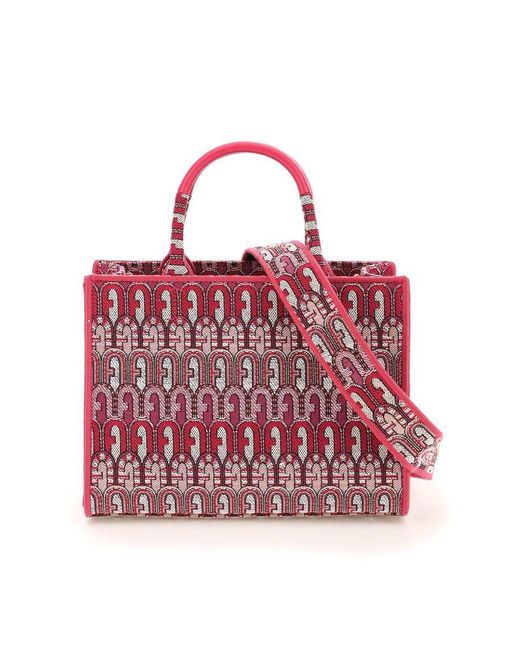 Furla Red Opportunity Jacquard Tote Bag