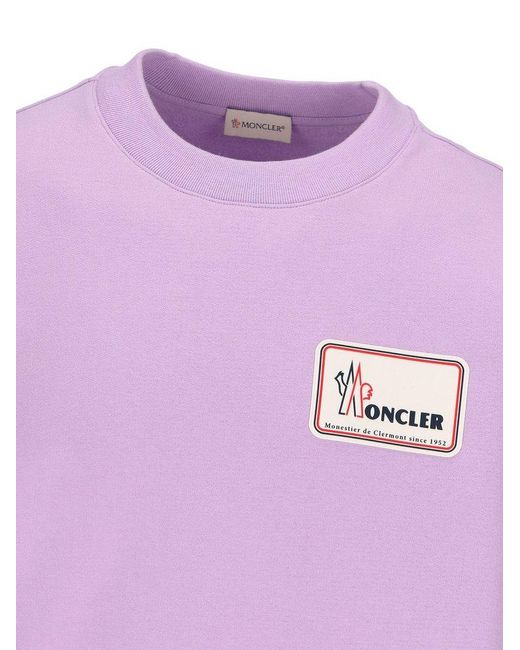 Moncler Purple Logo Printed Crewneck Sweatshirt for men