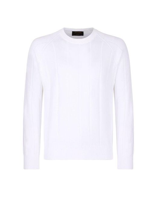 Gran Sasso White Crewneck Knitted Jumper for men
