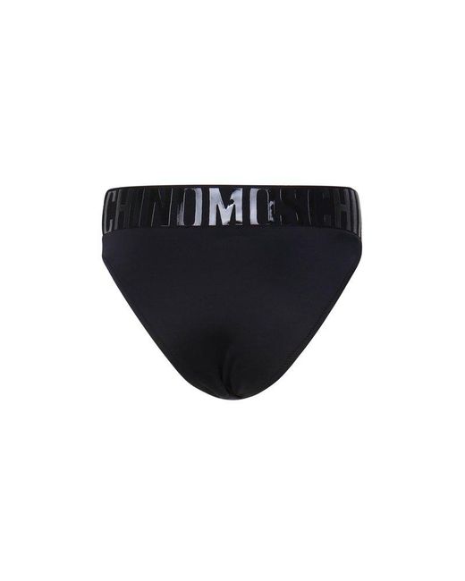 Moschino Black Logo Waistband Bikini Bottoms