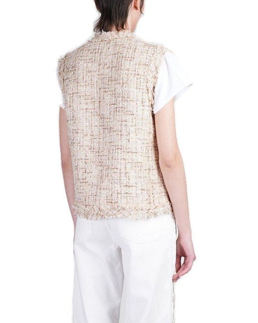 IRO White Ozya Frayed-Edge Tweed Vest