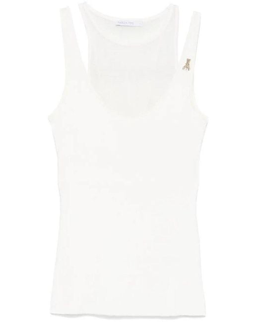 Patrizia Pepe White Layered-Effect Top