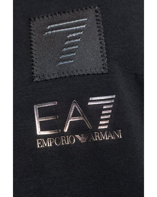 EA7 Blue Zip-up Drawstring Hooded Jacket for men