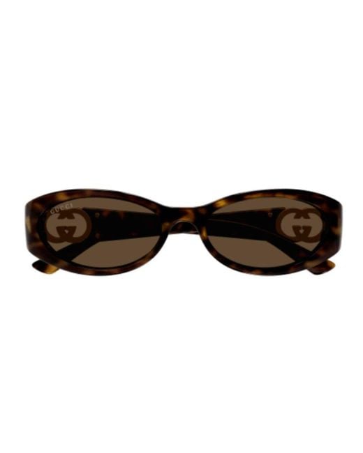 Gucci Brown Oval Frame Sunglasses