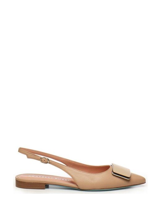 Fratelli Russo Brown Pointed Toe Slingback Flat Shoes