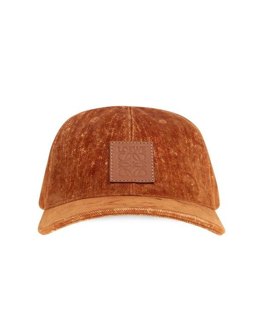 Loewe Brown Luxury Patch Cap In Flocked Denim For for men