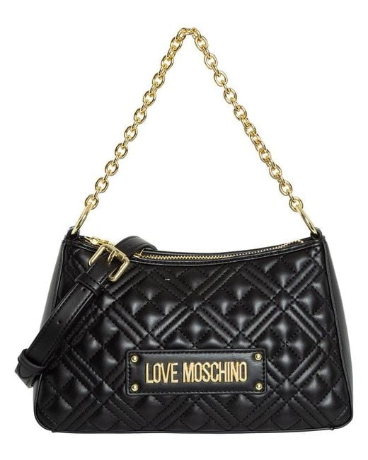Love Moschino Black Chain-link Quilted Tote Bag