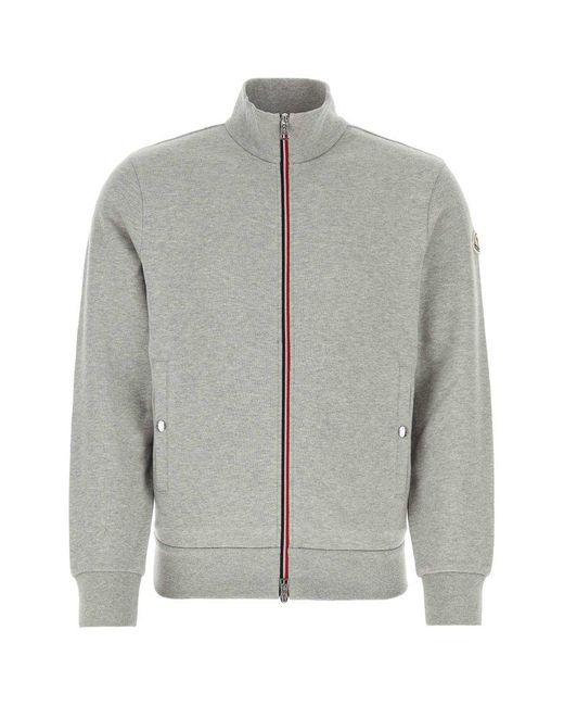 Moncler Gray Logo Patch Zip-up Sweatshirt for men