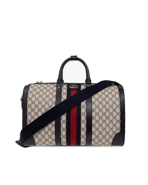 Gucci Logo Plaque Savoy Medium Duffle Bag in Black for Men | Lyst