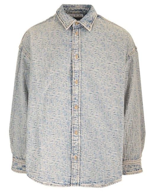 Acne Gray Buttoned Denim Shirt for men