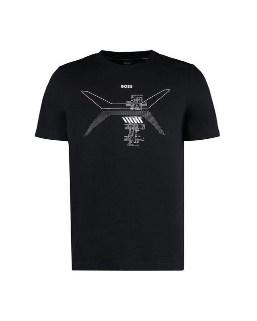 Boss Black Cotton Crew-Neck T-Shirt for men