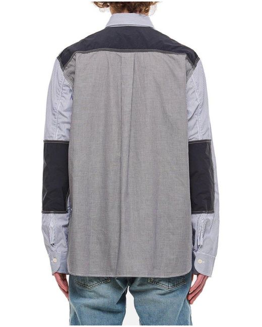 Junya Watanabe Gray Panelled Long-sleeved Shirt for men