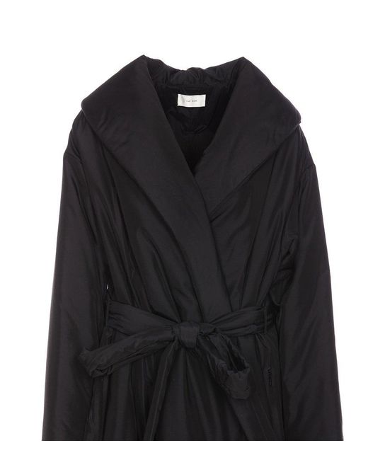 The Row Black Belted Long-sleeved Coat