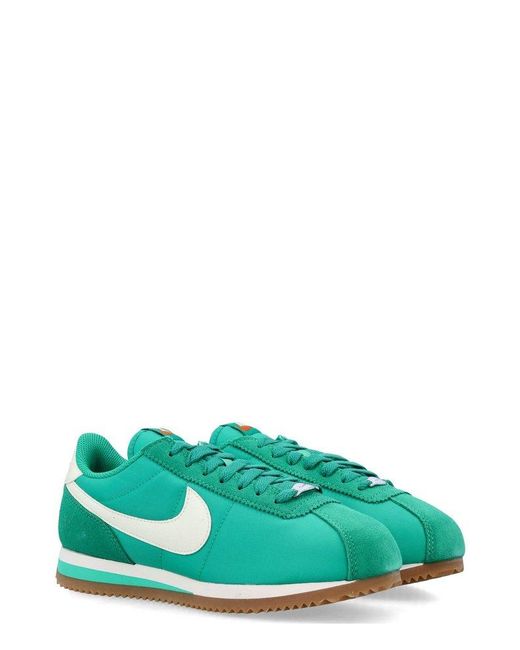 Nike Green Cortez Round-Toe Low-Top Sneakers