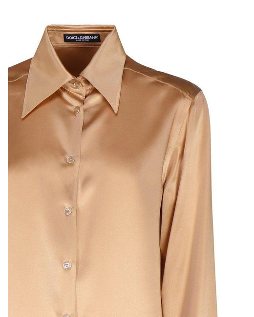 Dolce & Gabbana Natural Buttoned Satin Shirt