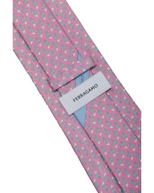 Ferragamo Purple Shark Print Tie for men