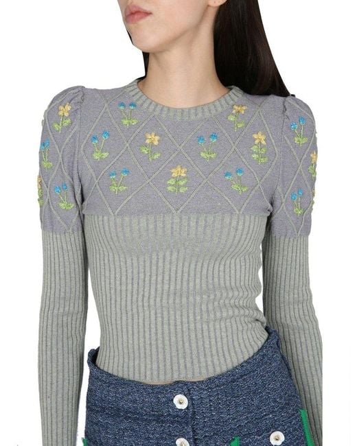 Cormio Gray Oma Floral Embroidered Jumper