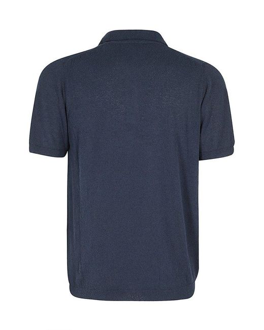 Roberto Collina Blue Collared Knit Polo Shirt for men