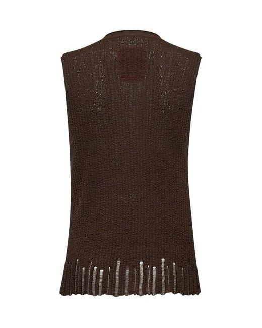 Uma Wang Brown Cotton And Silk Knit Top