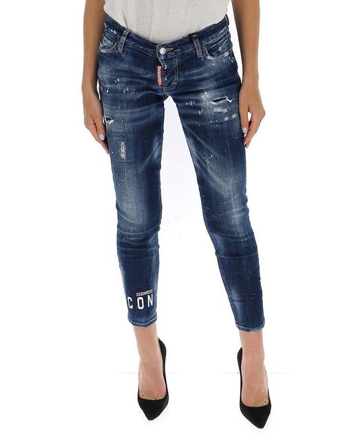 DSquared² Icon Logo Print Jeans in Blue | Lyst
