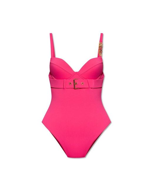 Moschino Pink Belt Detailed One-piece Swimsuit
