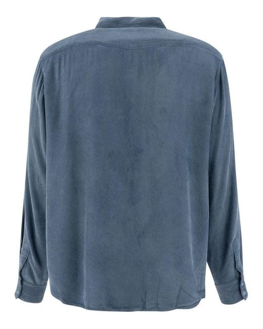 Stockholm Surfboard Club Blue Corduroy Button-Up Shirt for men